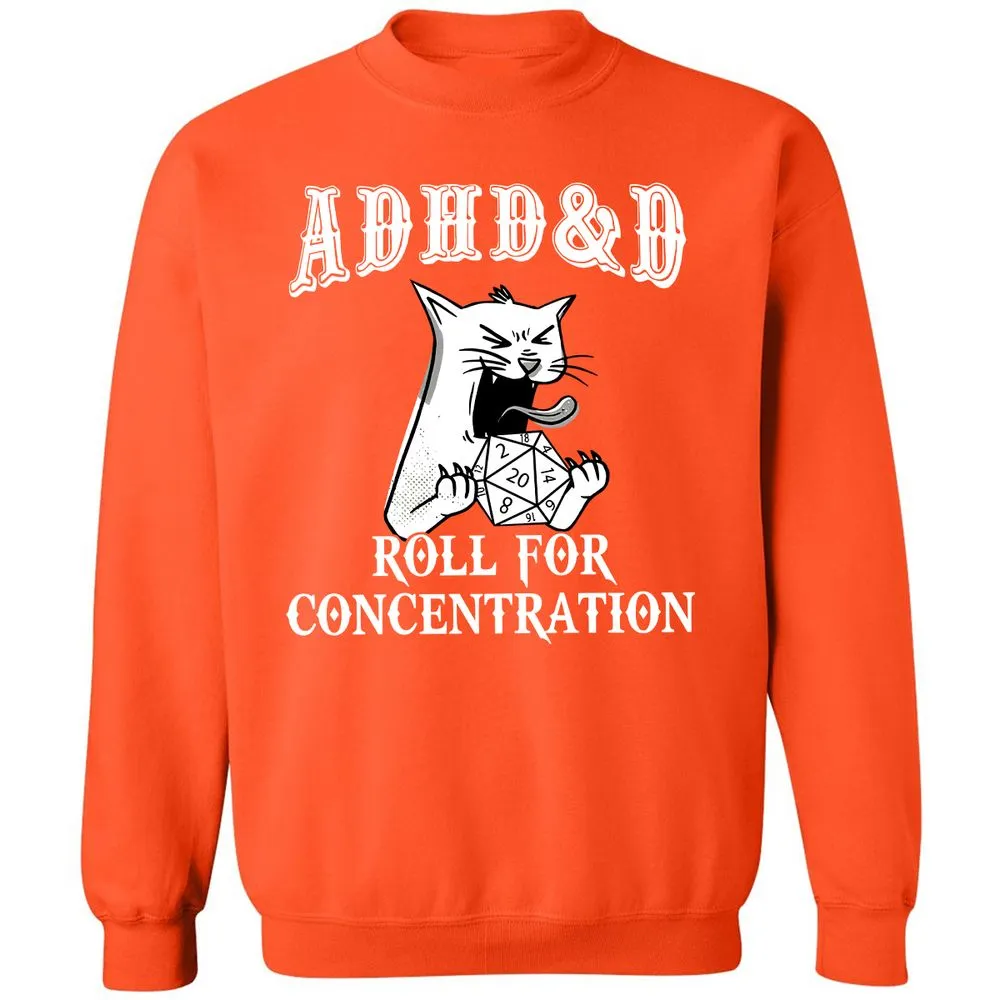 Cat ADHD&D Roll For Concentration Classic Unisex Sweatshirt - Orange - 10