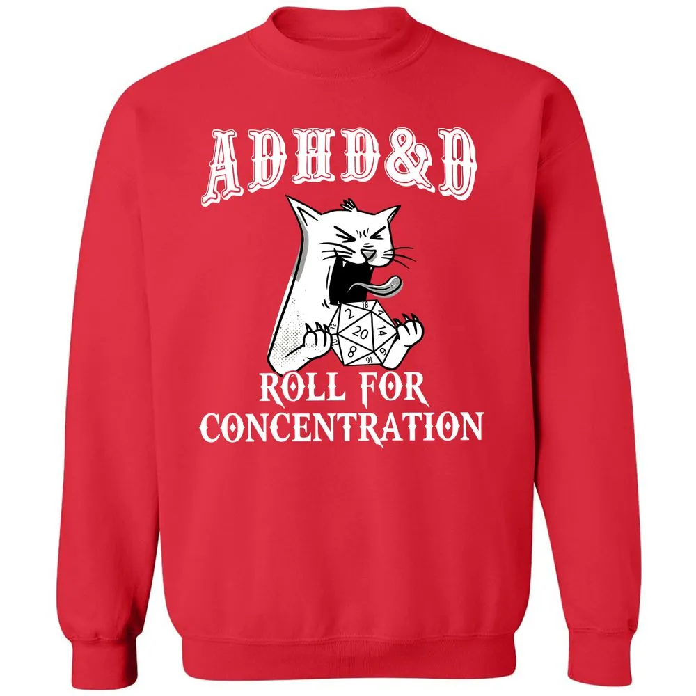 Cat ADHD&D Roll For Concentration Classic Unisex Sweatshirt - Red - 5
