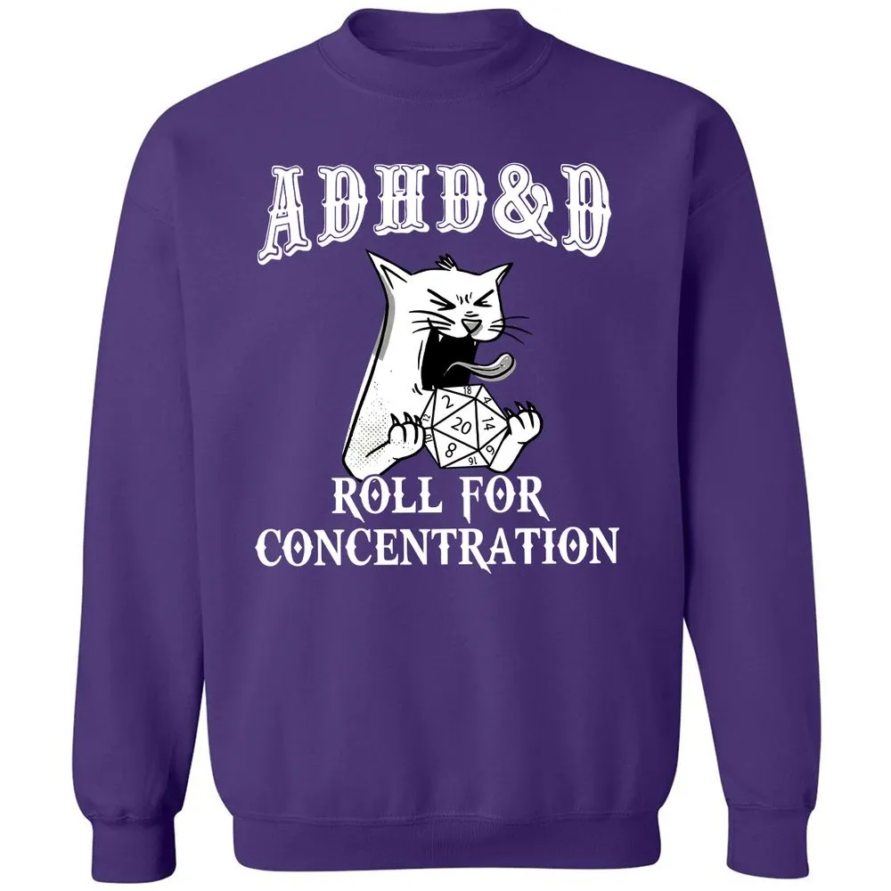 Cat ADHD&D Roll For Concentration Classic Unisex Sweatshirt - Purple - 6