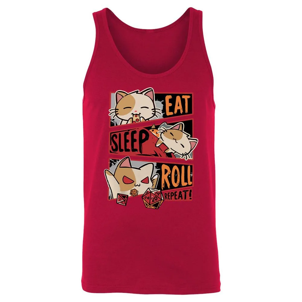 Eat Sleep Roll Repeat Unisex Jersey Tank - Red - 11