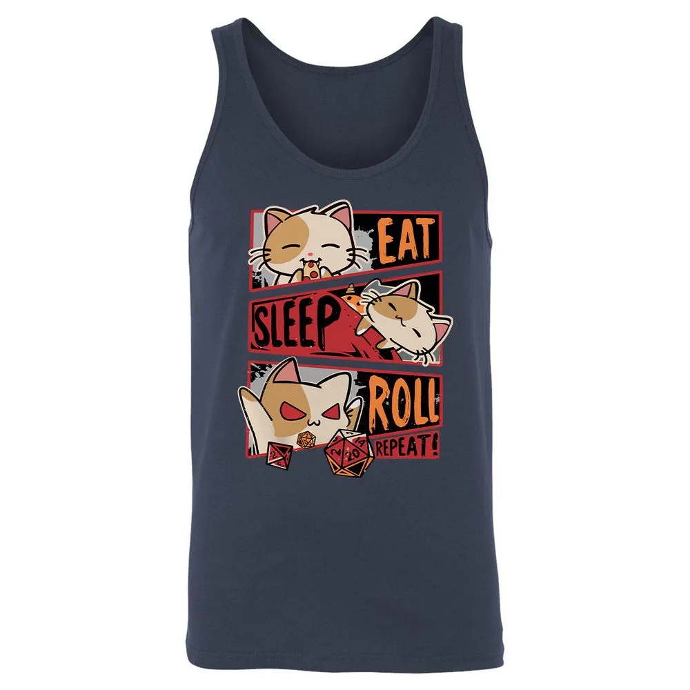 Eat Sleep Roll Repeat Unisex Jersey Tank - Navy - 2