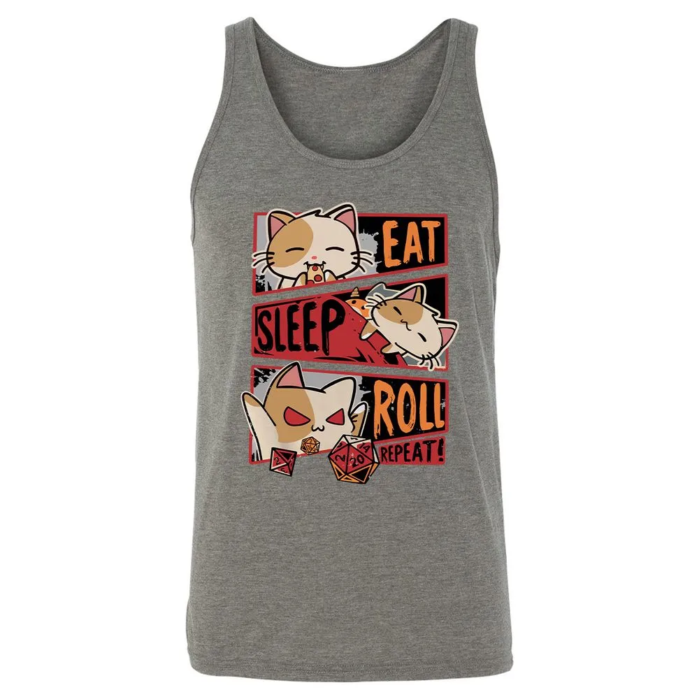 Eat Sleep Roll Repeat Unisex Jersey Tank - Grey Triblend - 8