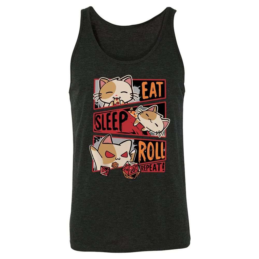Eat Sleep Roll Repeat Unisex Jersey Tank - Charcoal Black Triblend - 5