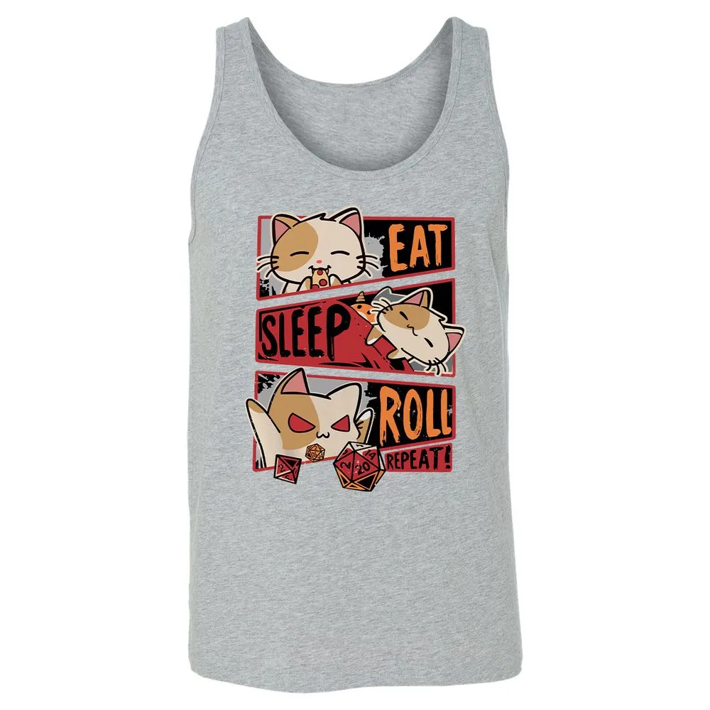 Eat Sleep Roll Repeat Unisex Jersey Tank - Athletic Heather - 4