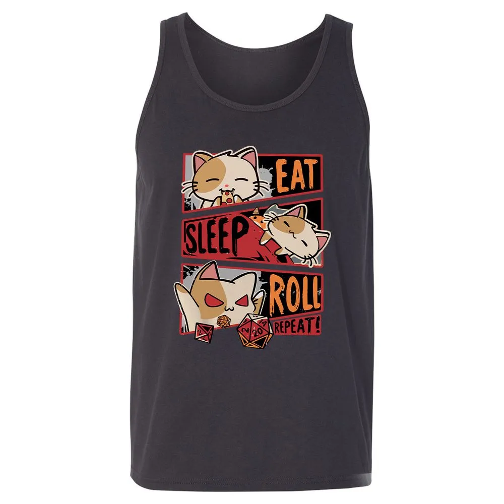 Eat Sleep Roll Repeat Unisex Jersey Tank - Dark Grey - 7