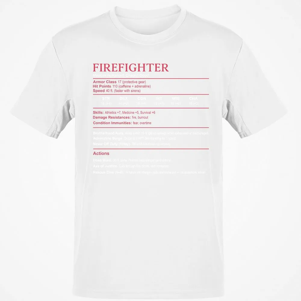 Firefighter Stats Classic Unisex T-Shirt - White - 12