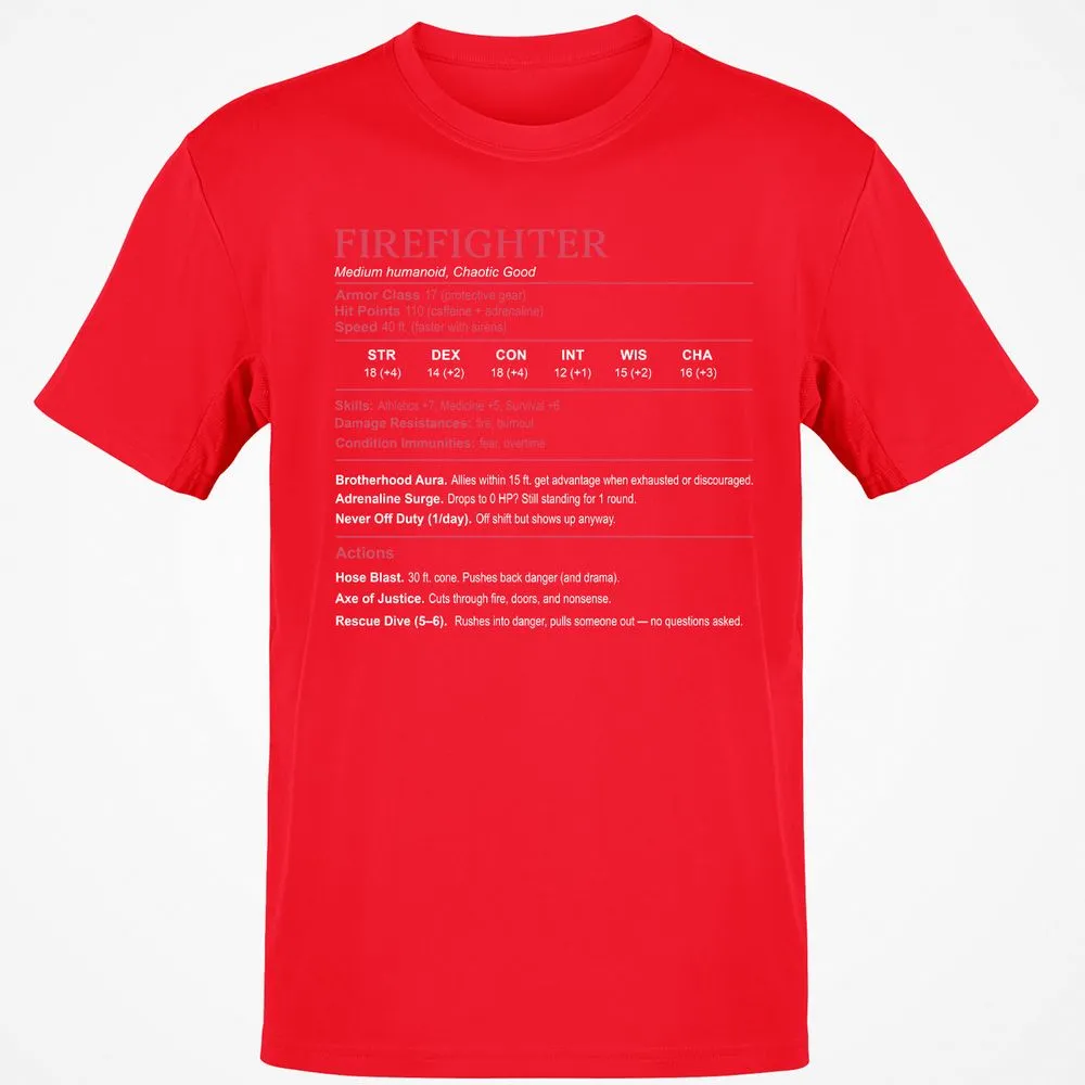 Firefighter Stats Classic Unisex T-Shirt - Red - 10