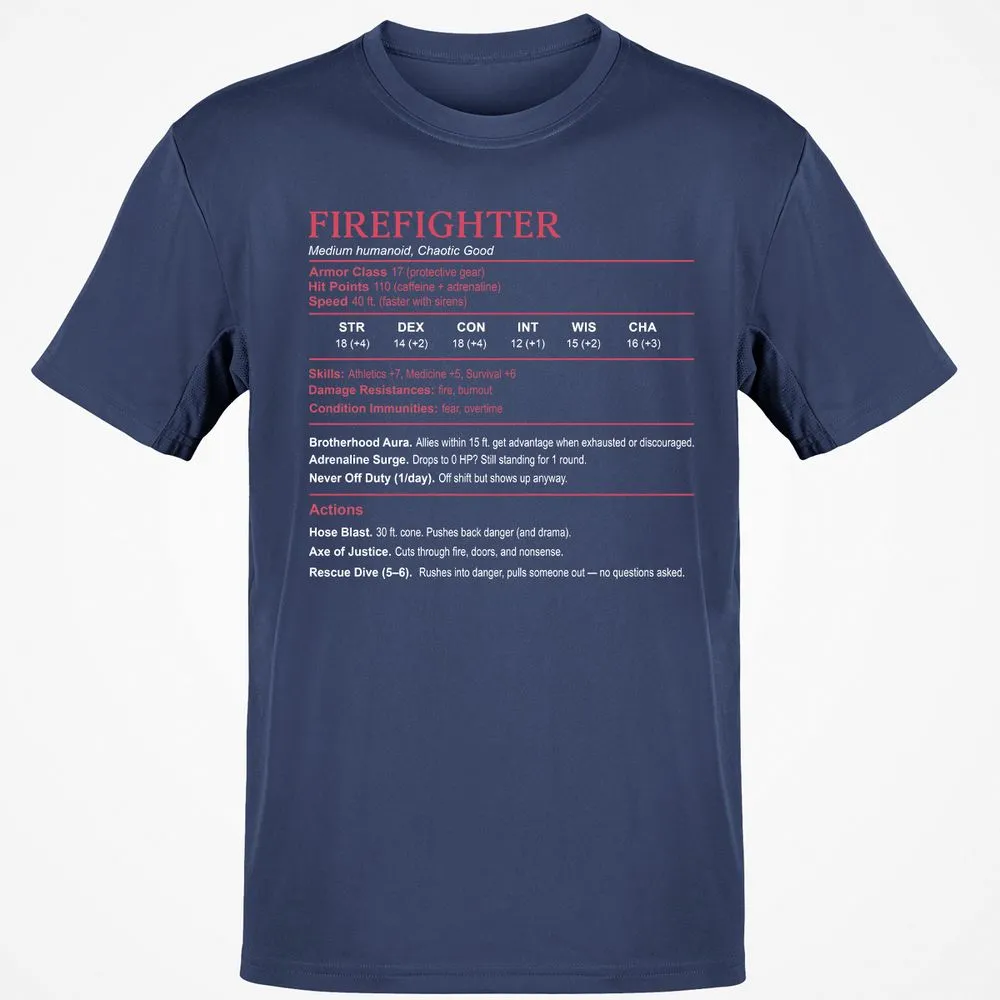 Firefighter Stats Classic Unisex T-Shirt - Navy - 7