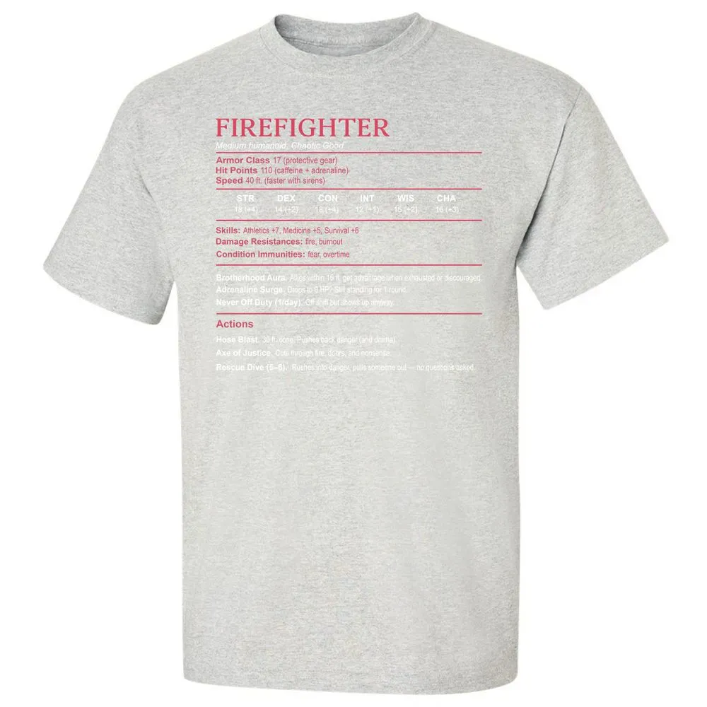 Firefighter Stats Classic Unisex T-Shirt - Ash - 2
