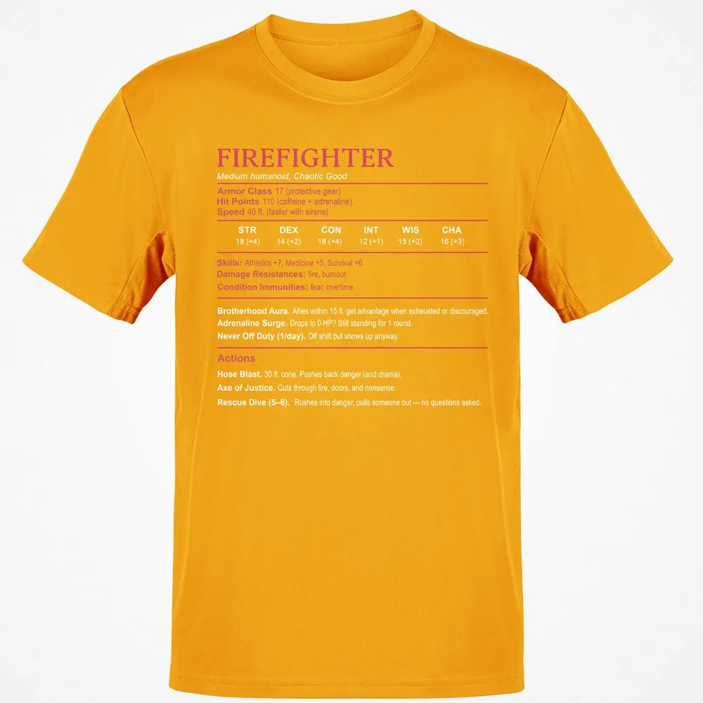 Firefighter Stats Classic Unisex T-Shirt - Gold - 4