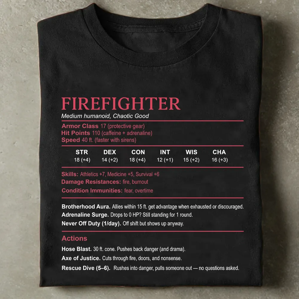Firefighter Stats Classic Unisex T-Shirt - 1