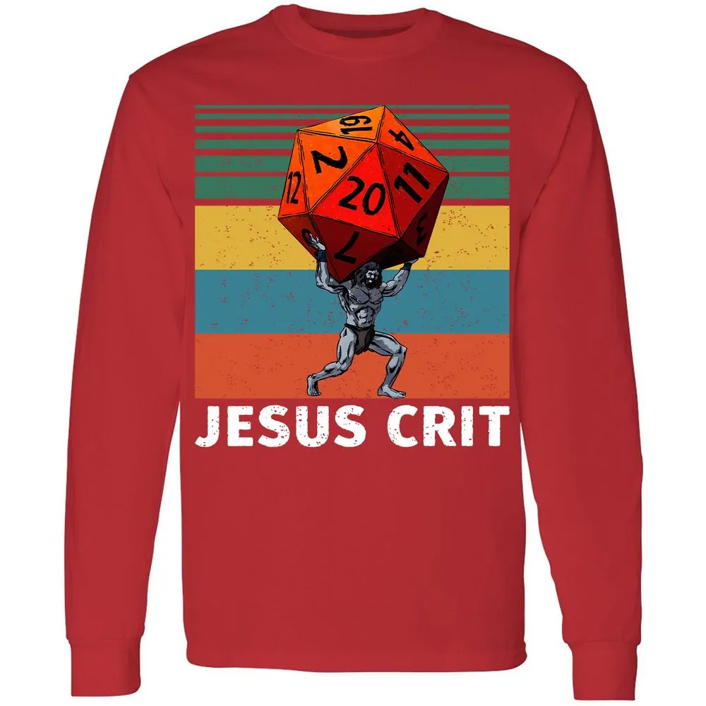 Jesus Crit Long Sleeve T-Shirt - Red - 14
