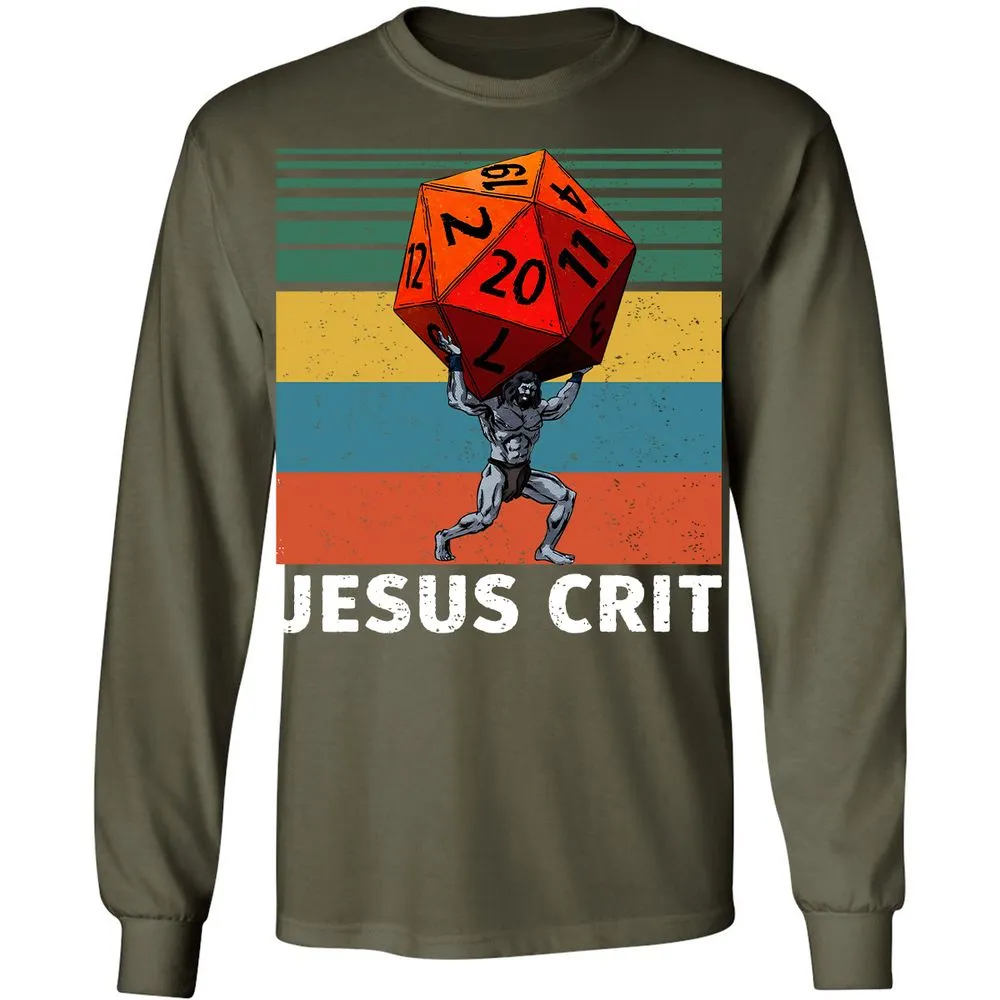 Jesus Crit Long Sleeve T-Shirt - Military Green - 16