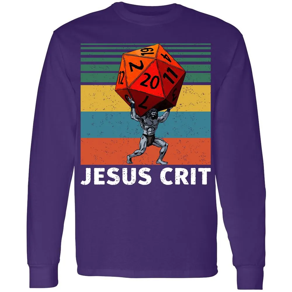 Jesus Crit Long Sleeve T-Shirt - Purple - 13