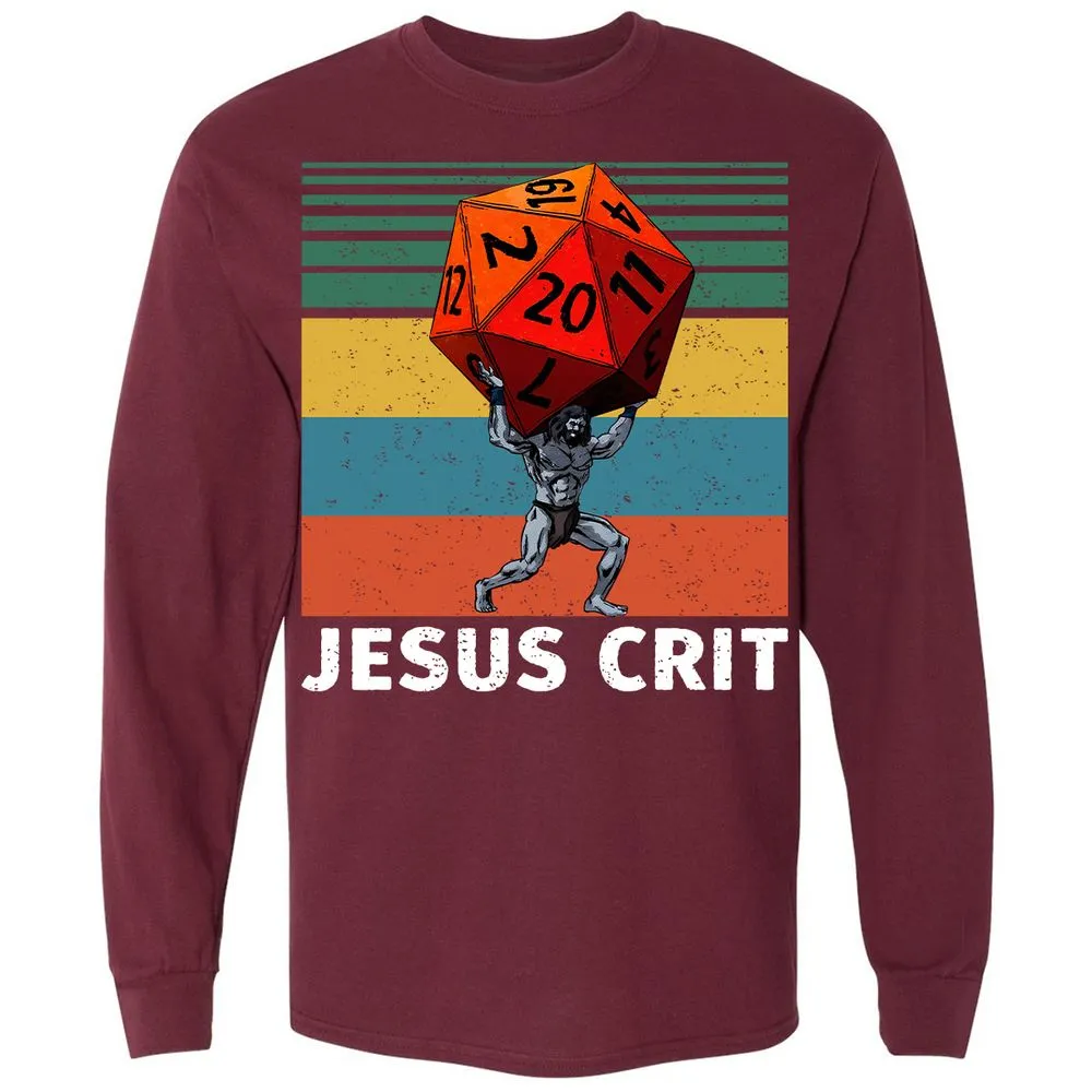Jesus Crit Long Sleeve T-Shirt - Maroon - 11