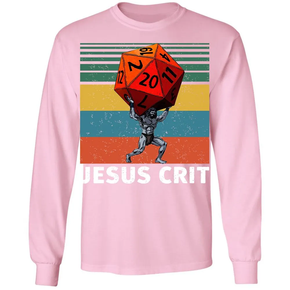 Jesus Crit Long Sleeve T-Shirt - Light Pink - 3