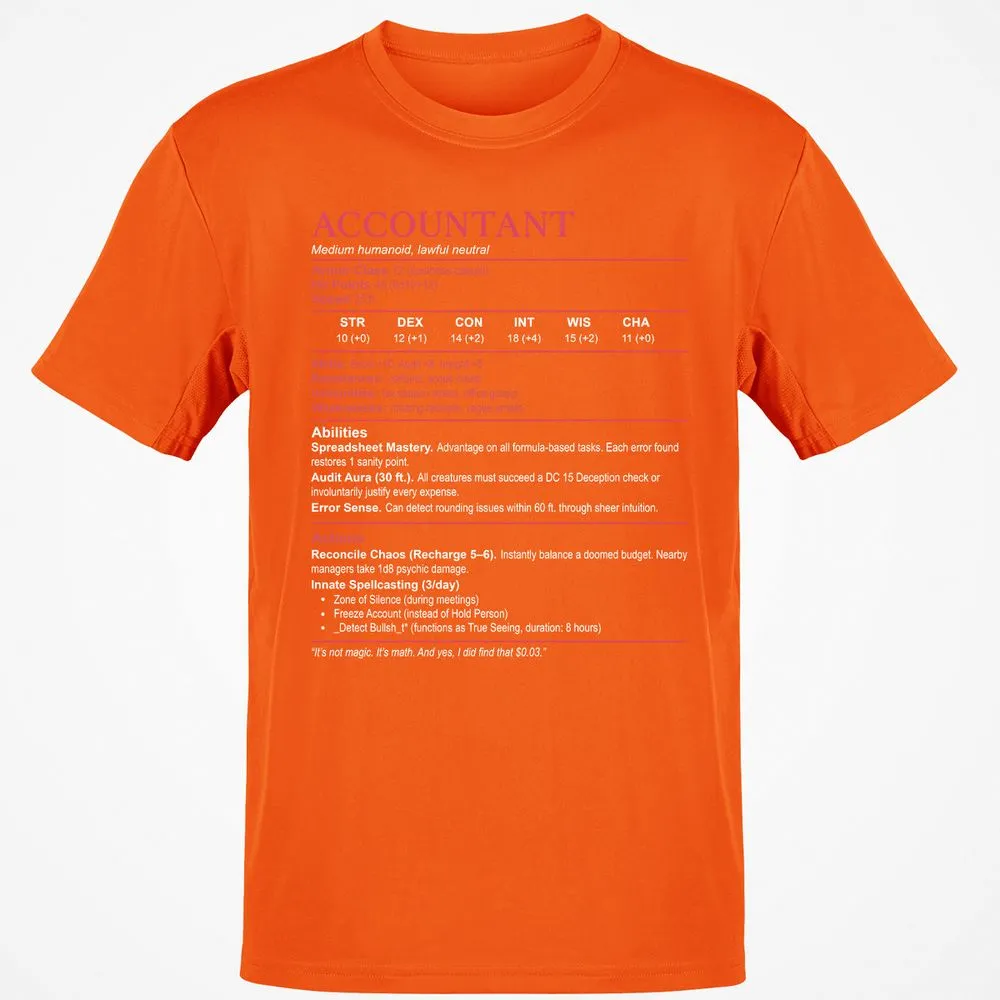 Accountant Stats Classic Unisex T-Shirt - Orange - 8