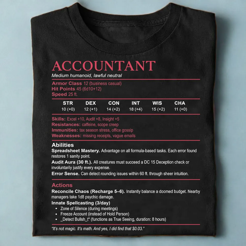 Accountant Stats Classic Unisex T-Shirt - 1
