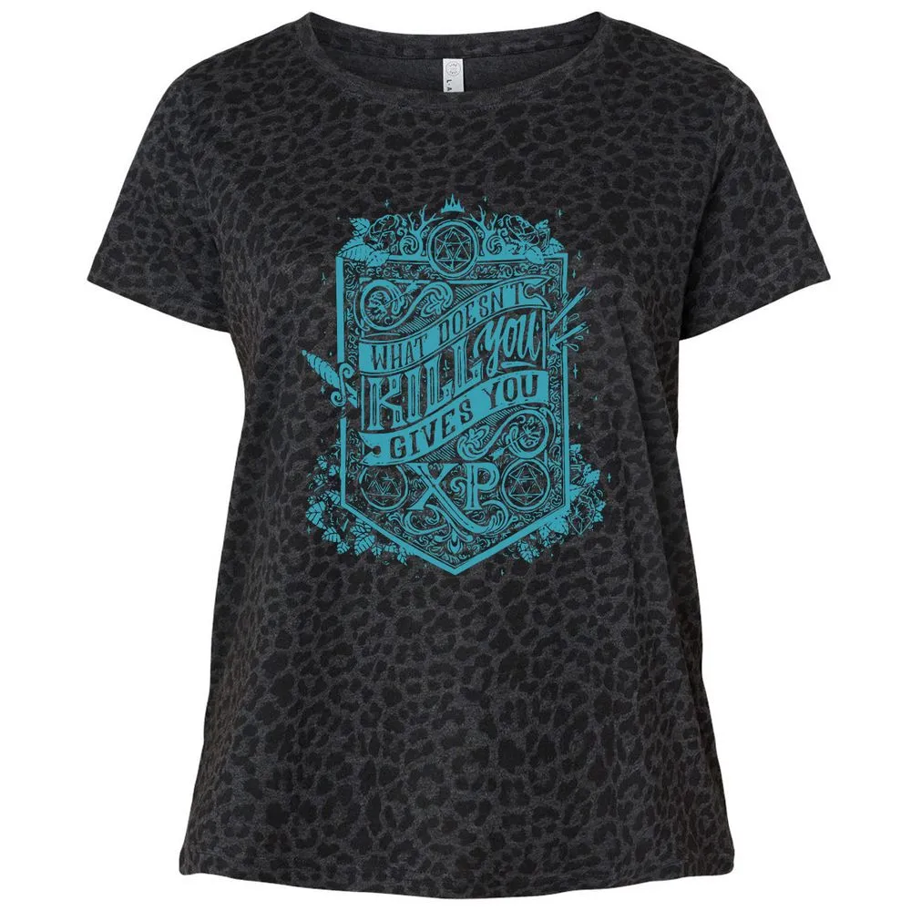 What Doesn't Kill You Gives You XP Ladies Curvy Jersey - Black Leopard - 11