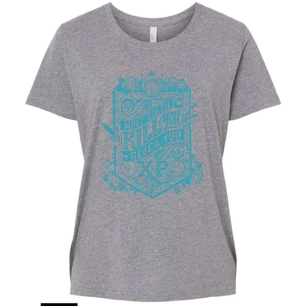 What Doesn't Kill You Gives You XP Ladies Curvy Jersey - Granite Heather - 9