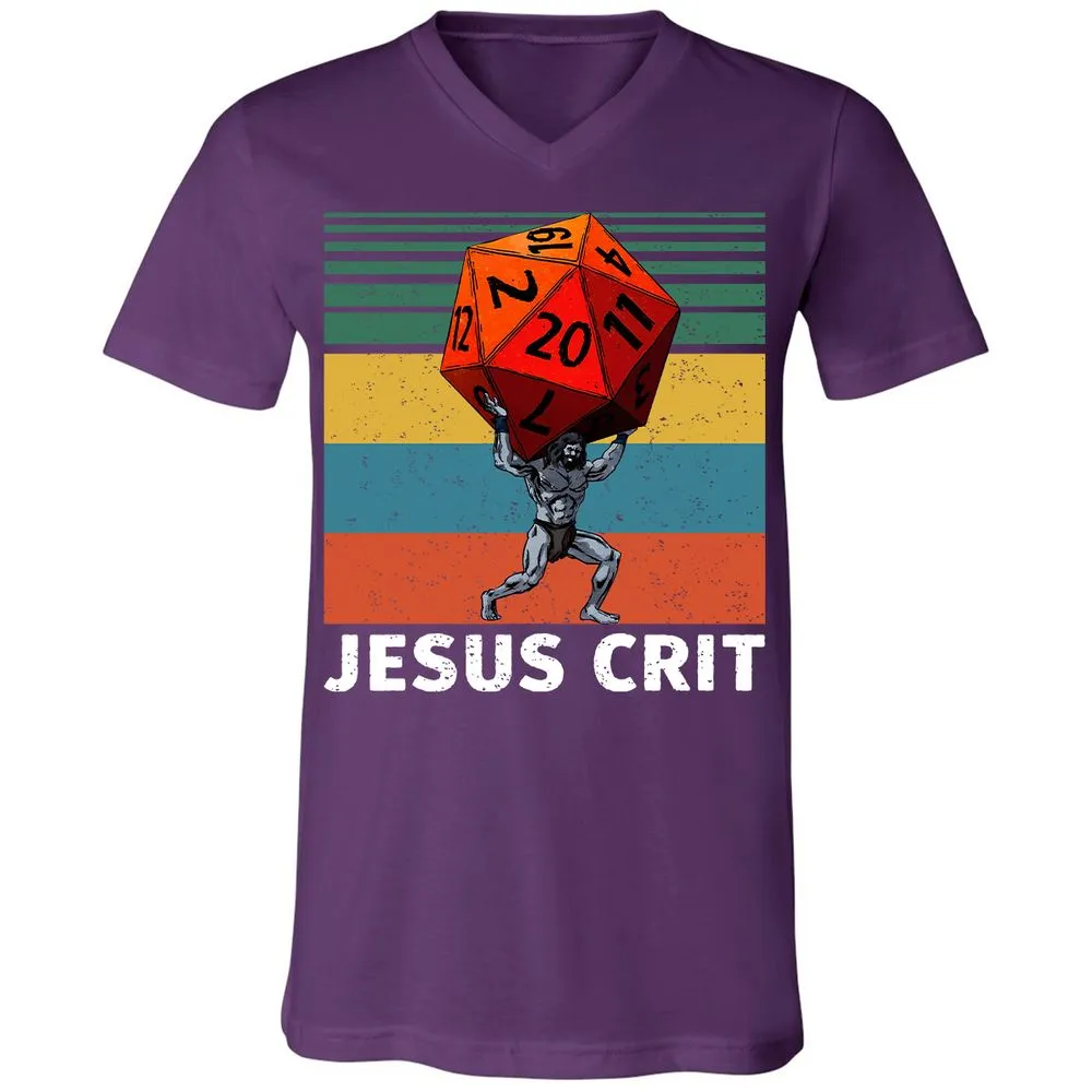 Jesus Crit Unisex V-Neck T-Shirt - Team Purple - 9