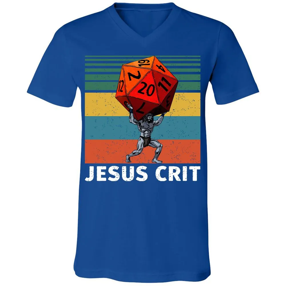 Jesus Crit Unisex V-Neck T-Shirt - True Royal - 4