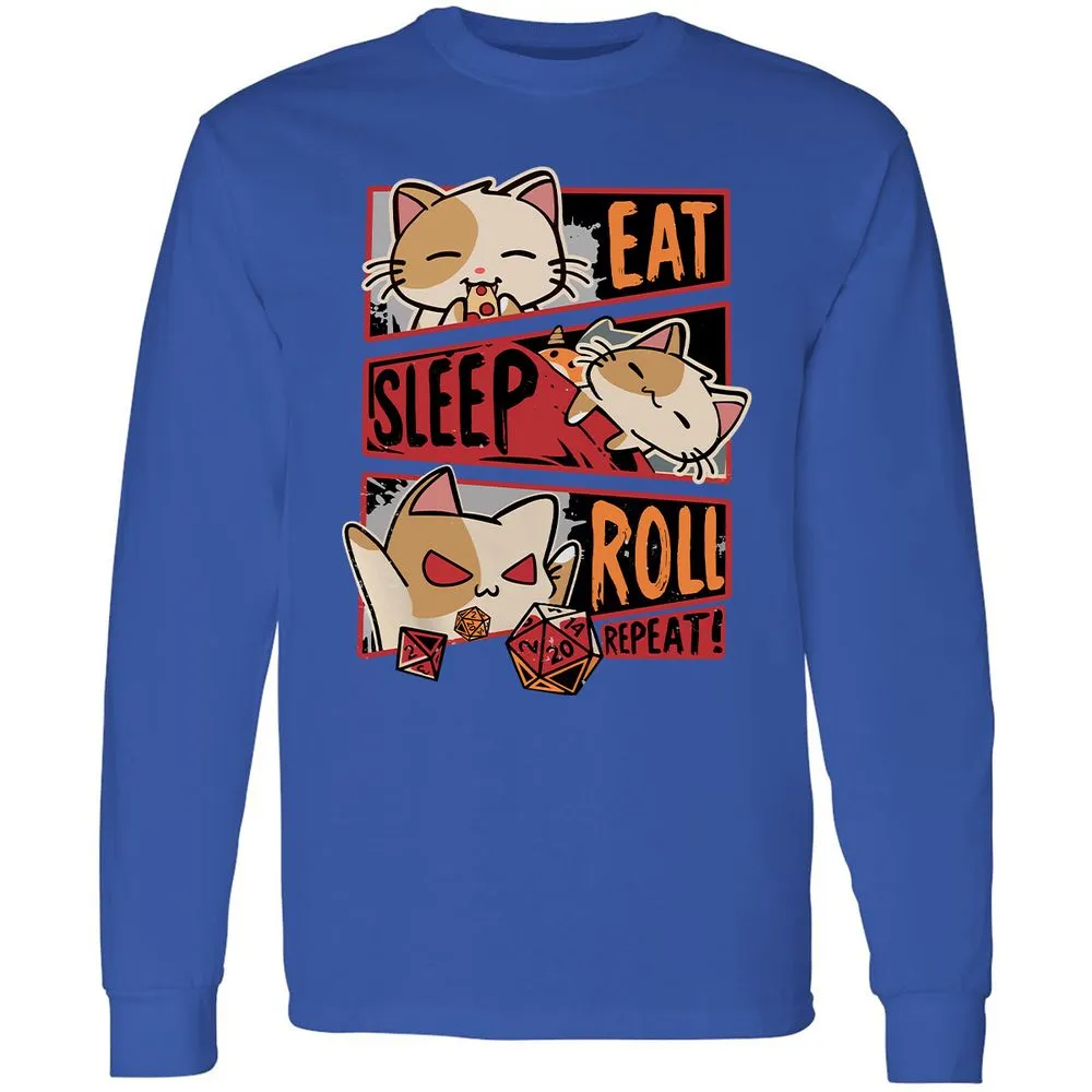 Eat Sleep Roll Repeat Long Sleeve T-Shirt - Royal - 8