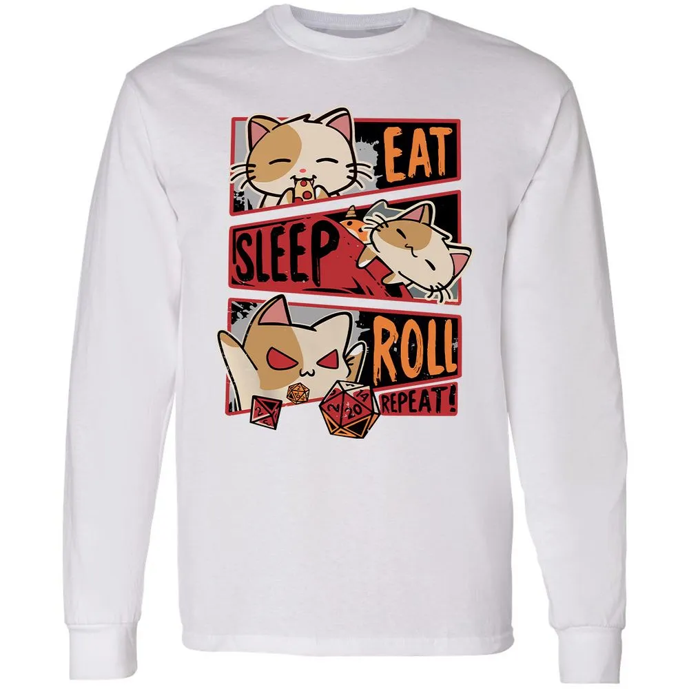 Eat Sleep Roll Repeat Long Sleeve T-Shirt - White - 5