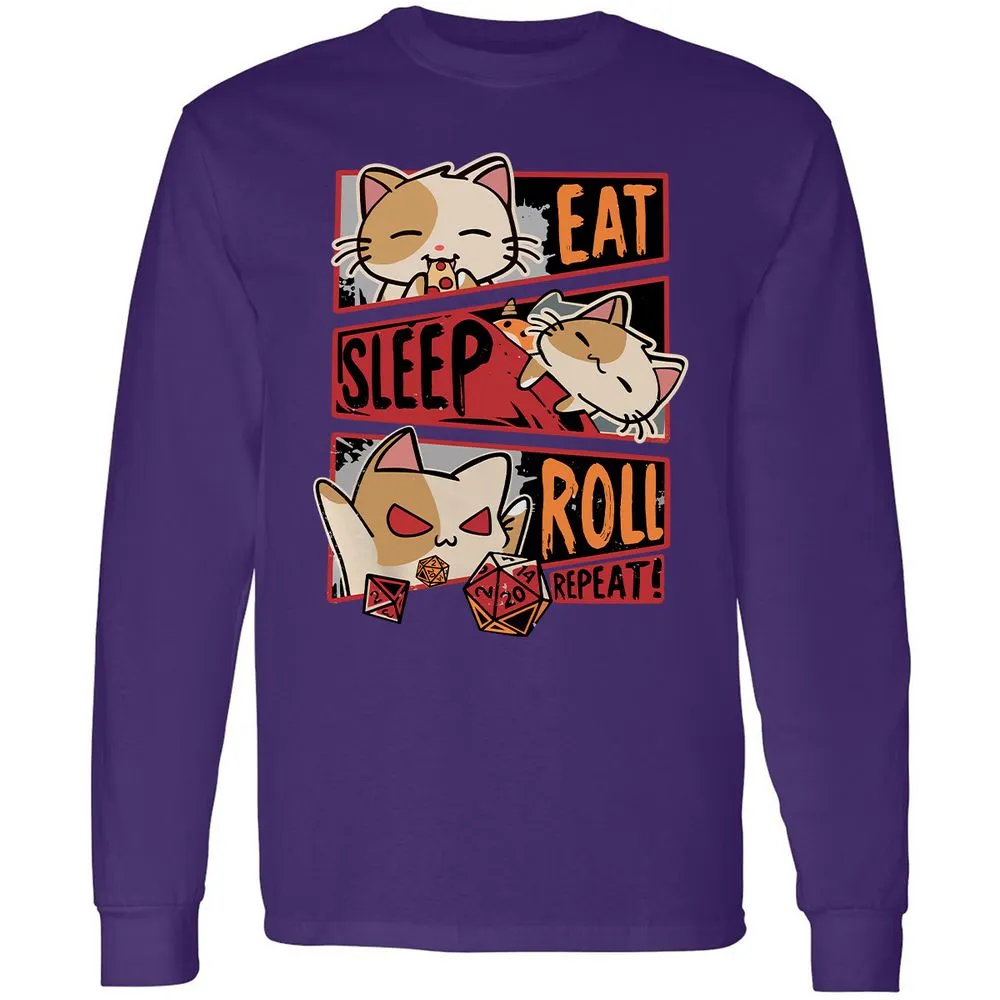 Eat Sleep Roll Repeat Long Sleeve T-Shirt - Purple - 13
