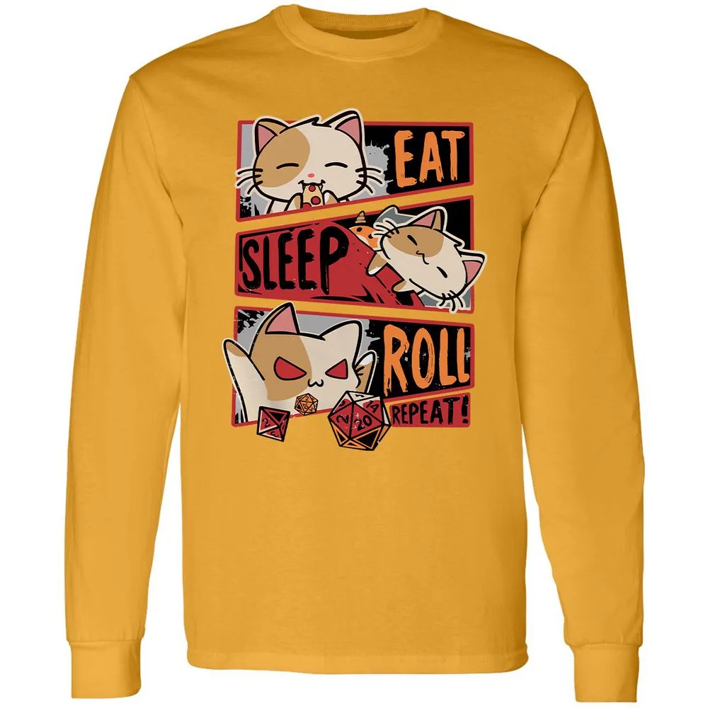 Eat Sleep Roll Repeat Long Sleeve T-Shirt - Gold - 9