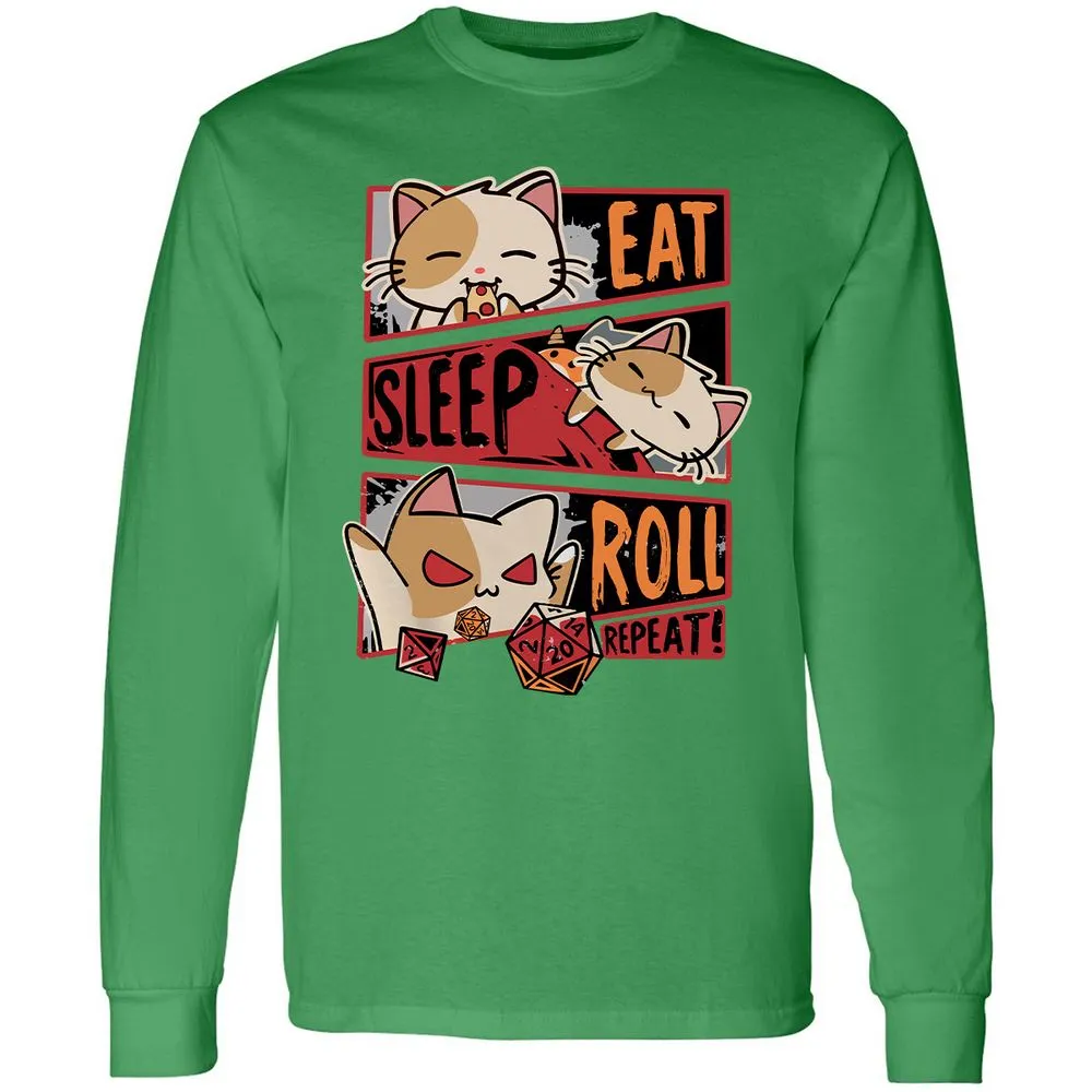 Eat Sleep Roll Repeat Long Sleeve T-Shirt - Irish Green - 10