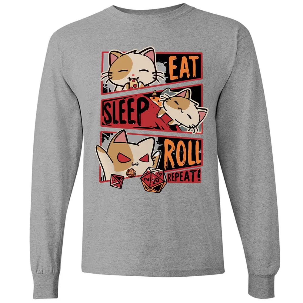 Eat Sleep Roll Repeat Long Sleeve T-Shirt - Graphite Heather - 6