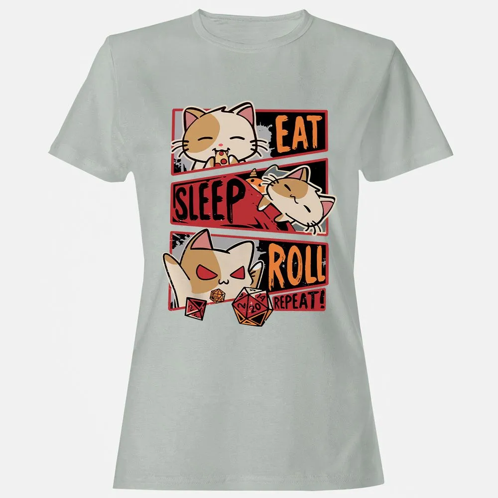 Eat Sleep Roll Repeat Women's T-Shirt - Ash - 2