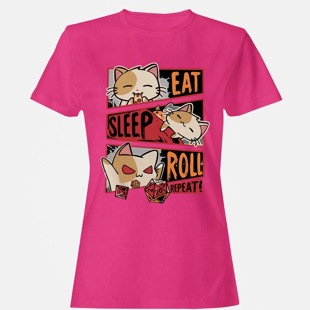 Eat Sleep Roll Repeat Women's T-Shirt - Heliconia - 6