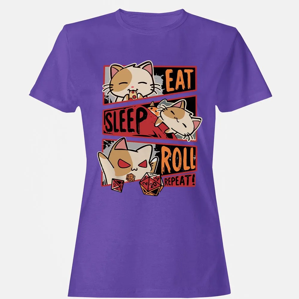 Eat Sleep Roll Repeat Women's T-Shirt - Purple - 12