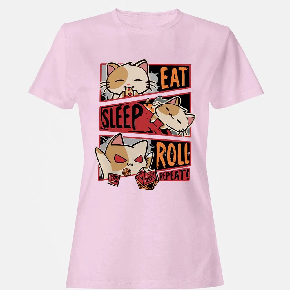 Eat Sleep Roll Repeat Women's T-Shirt - Light Pink - 9