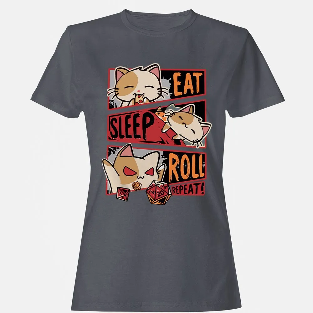 Eat Sleep Roll Repeat Women's T-Shirt - Dark Heather - 5