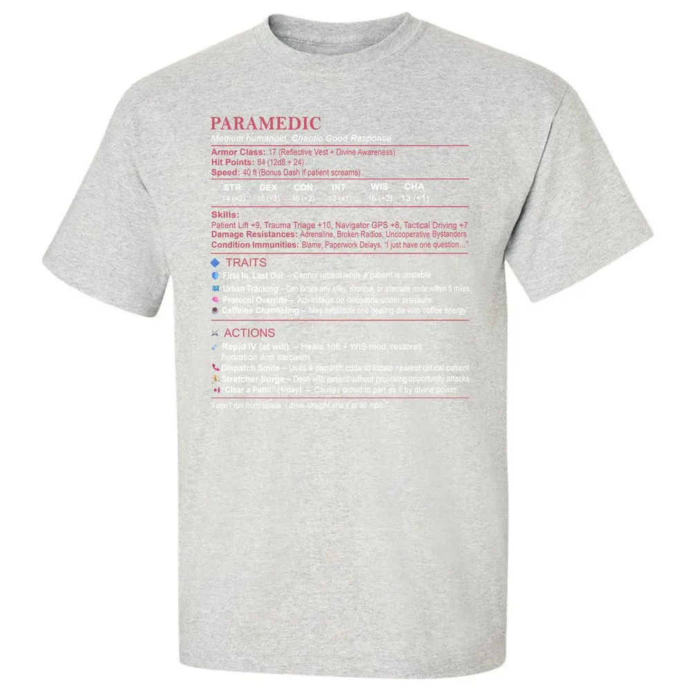 Paramedic Stats Classic Unisex T-Shirt - Ash - 2