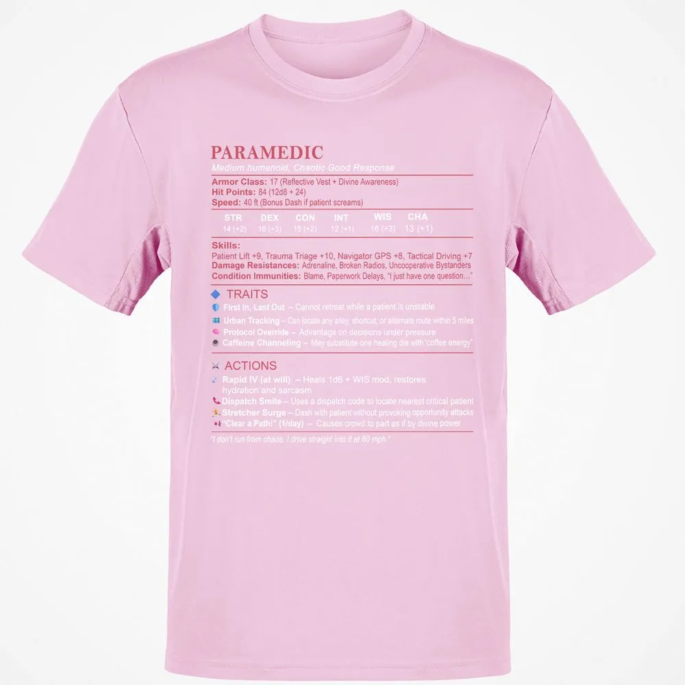 Paramedic Stats Classic Unisex T-Shirt - Light Pink - 5