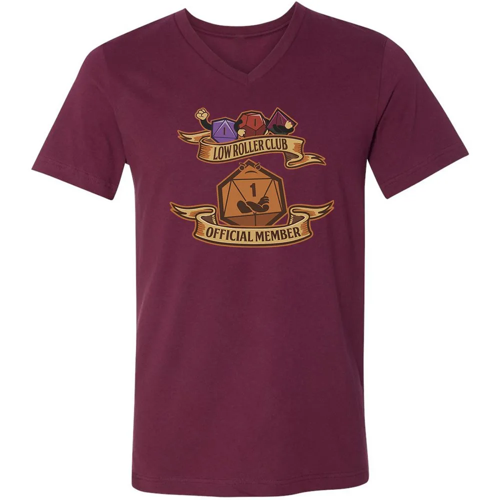Low Roller Club Unisex V-Neck T-Shirt - Maroon - 6