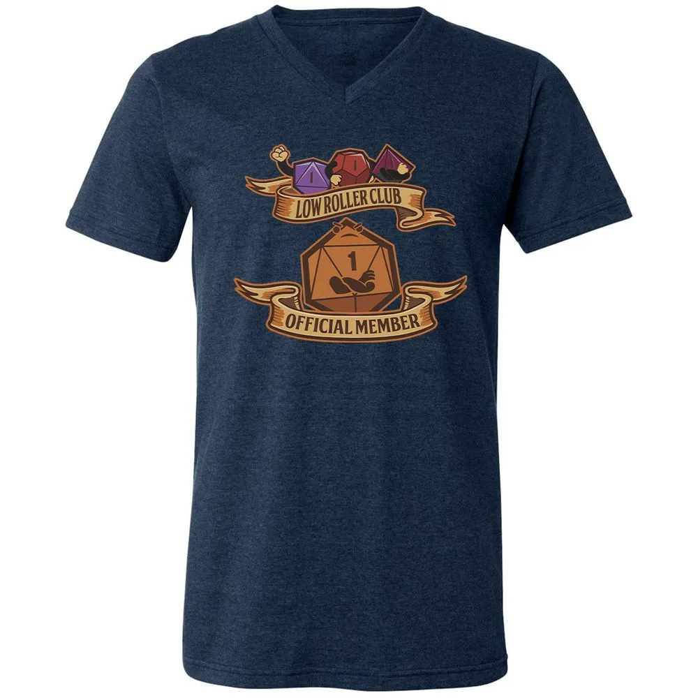 Low Roller Club Unisex V-Neck T-Shirt - Heather Navy - 15