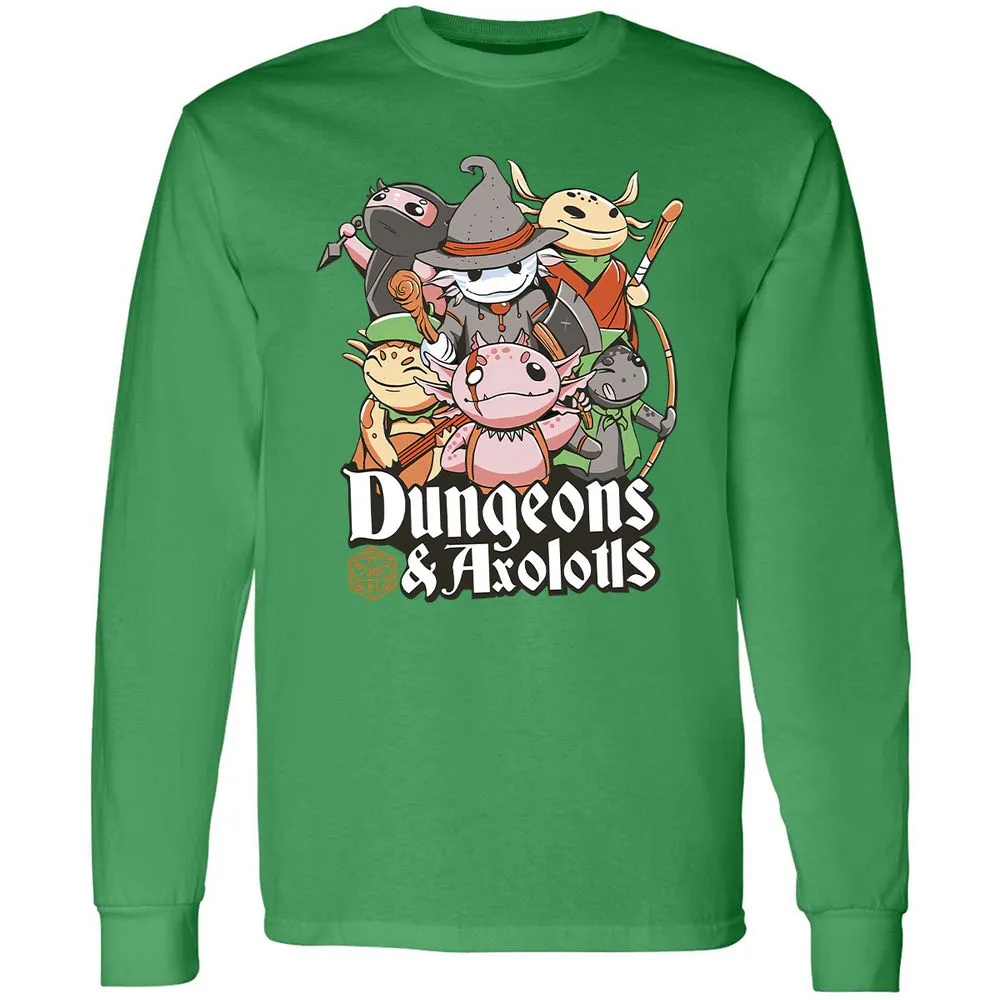 Dungeons And Axolotls Long Sleeve T-Shirt - Irish Green - 10