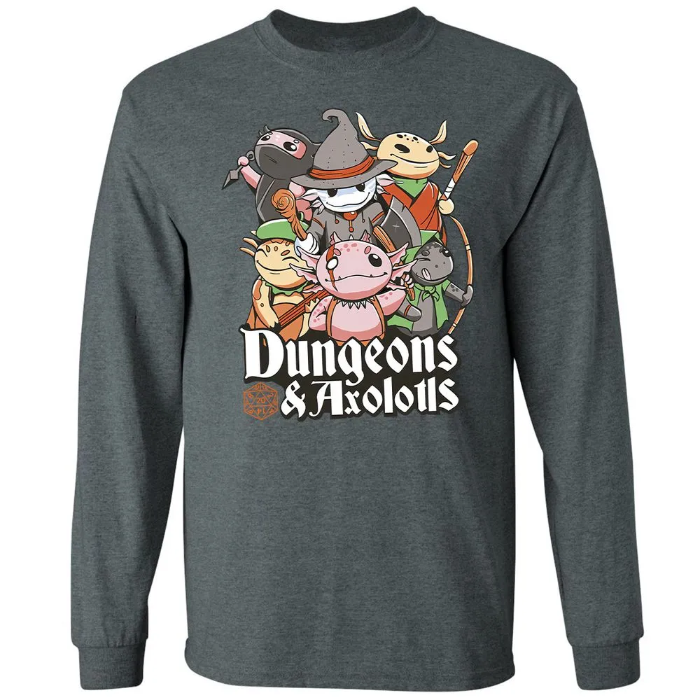Dungeons And Axolotls Long Sleeve T-Shirt - Dark Heather - 15