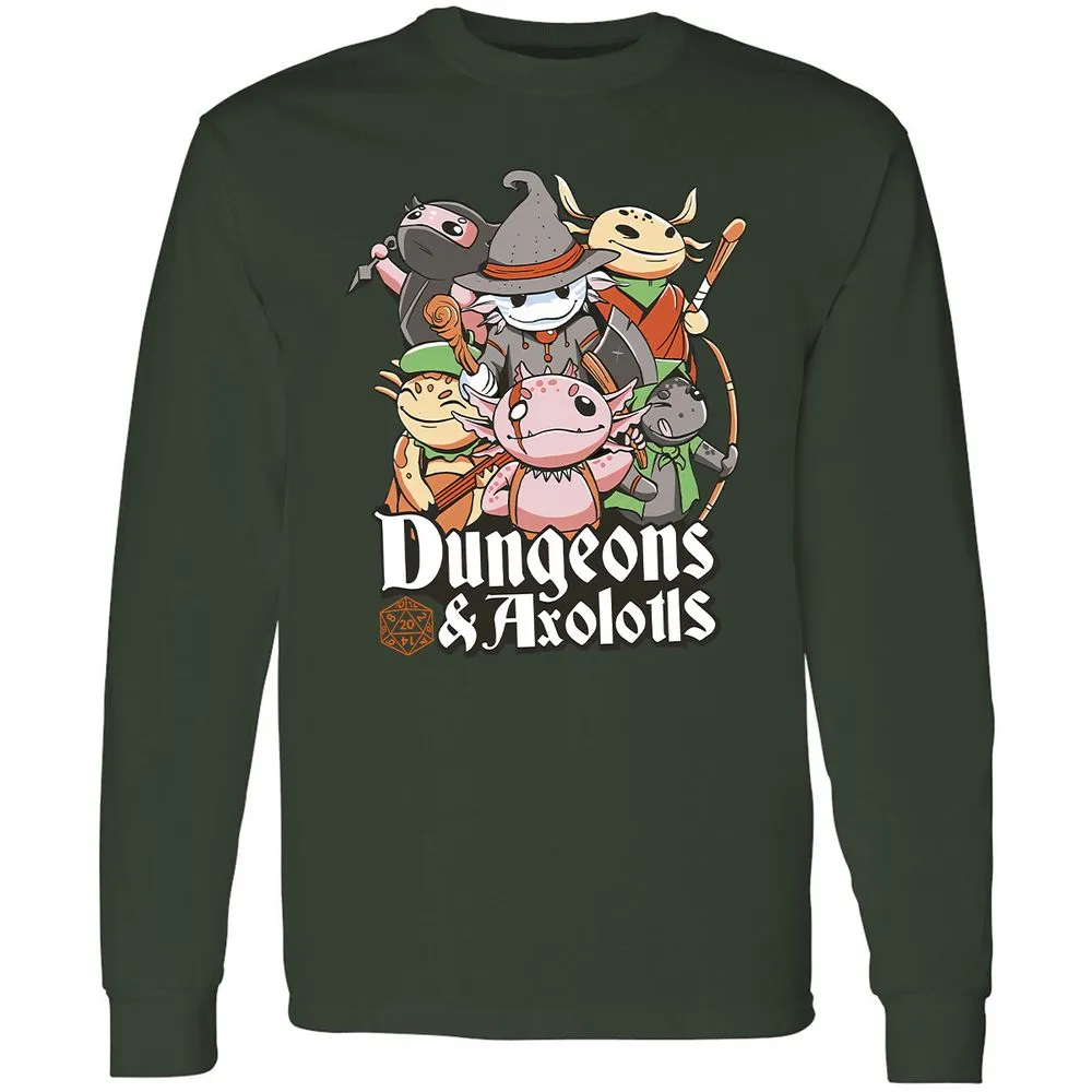 Dungeons And Axolotls Long Sleeve T-Shirt - Forest Green - 4