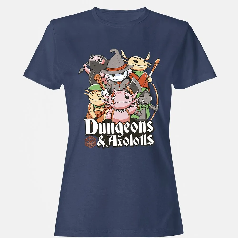 Dungeons And Axolotls Women's T-Shirt - Navy - 10