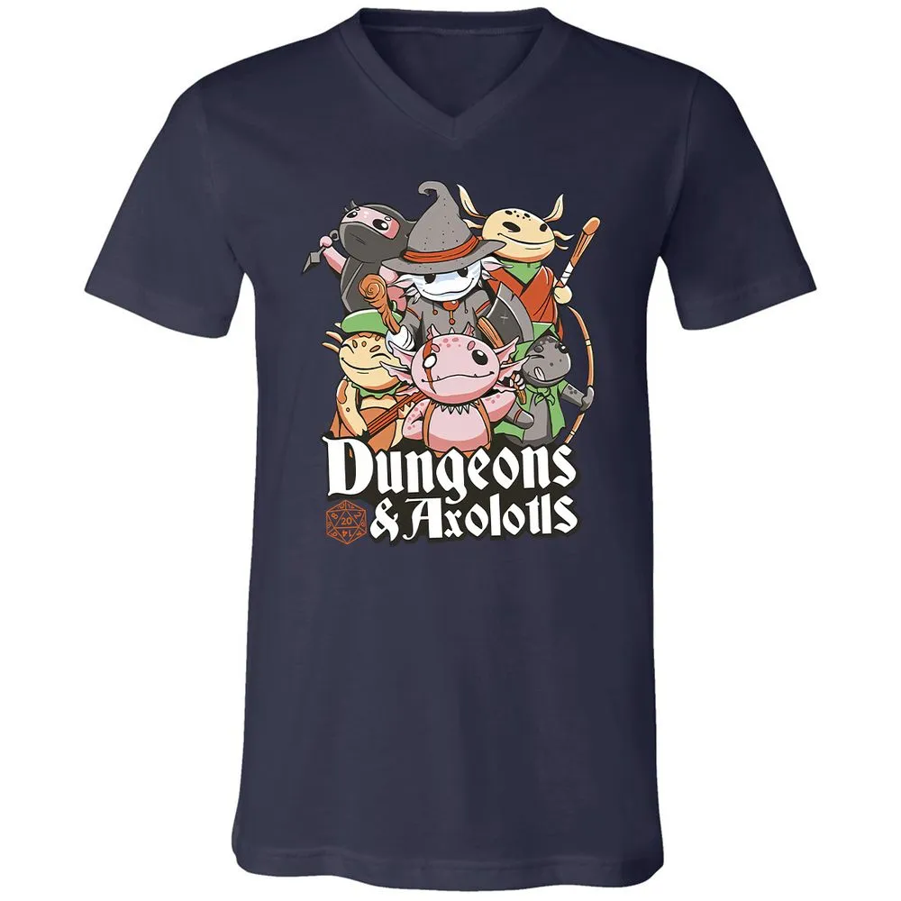 Dungeons And Axolotls Unisex V-Neck T-Shirt - Navy - 2