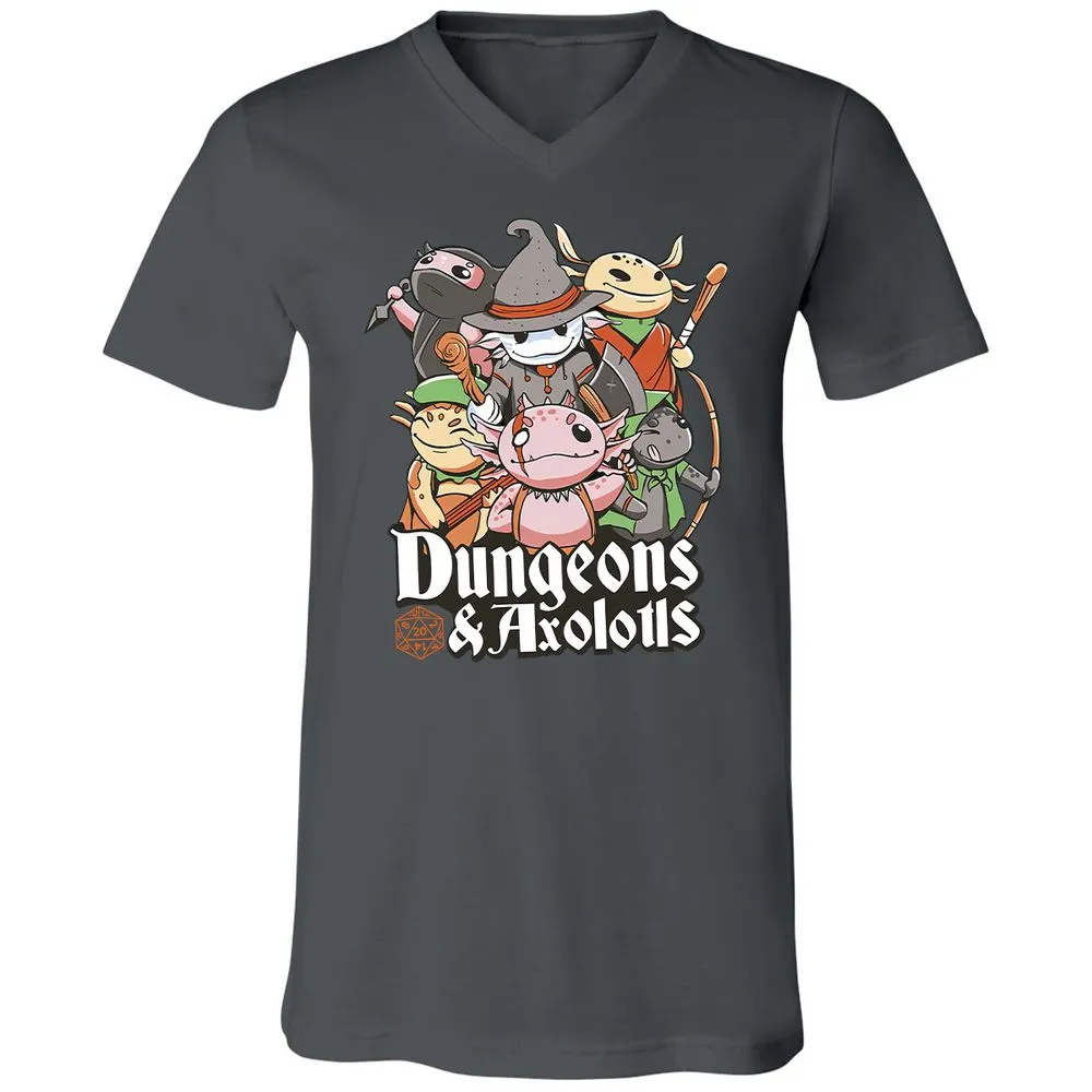 Dungeons And Axolotls Unisex V-Neck T-Shirt - Asphalt - 12