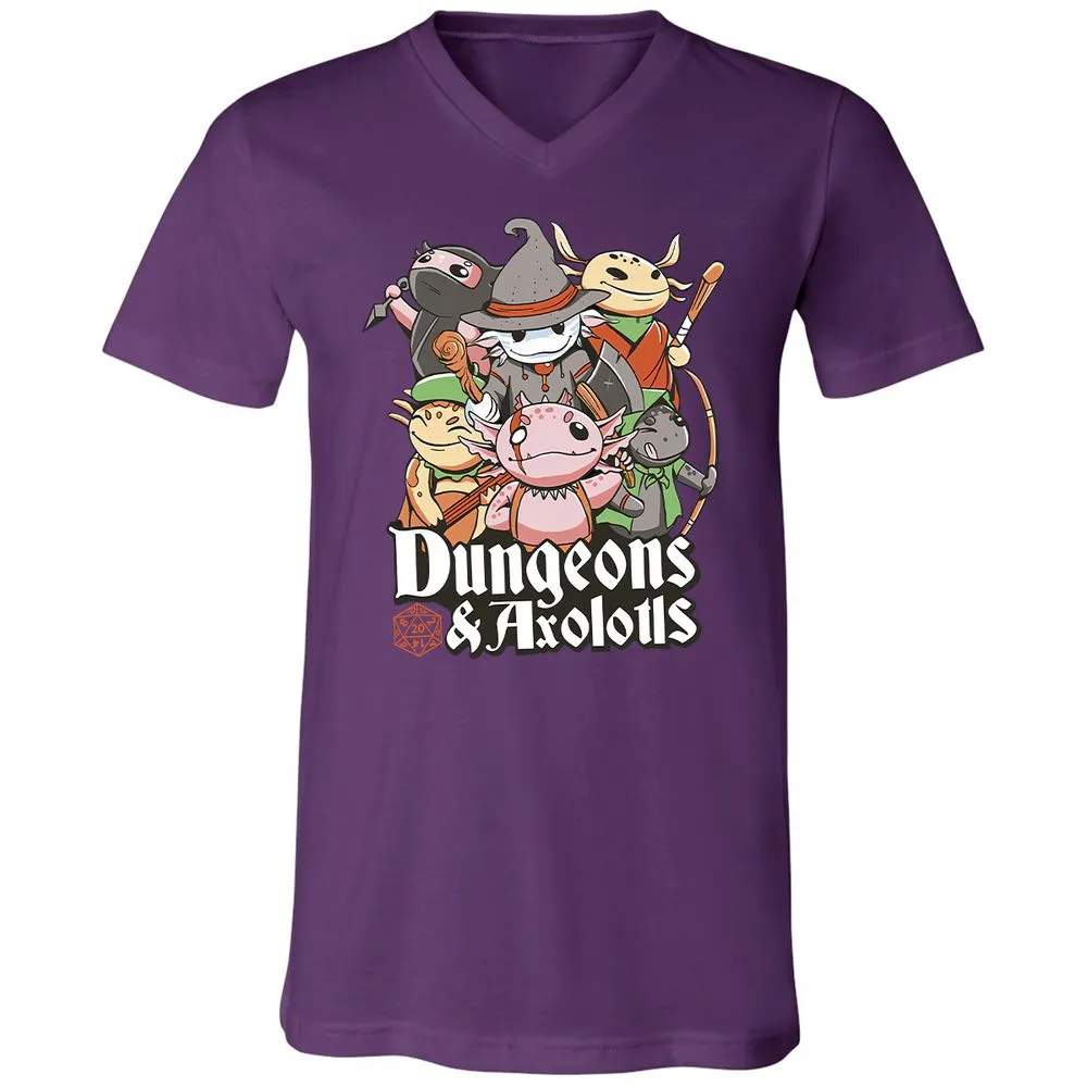 Dungeons And Axolotls Unisex V-Neck T-Shirt - Team Purple - 9
