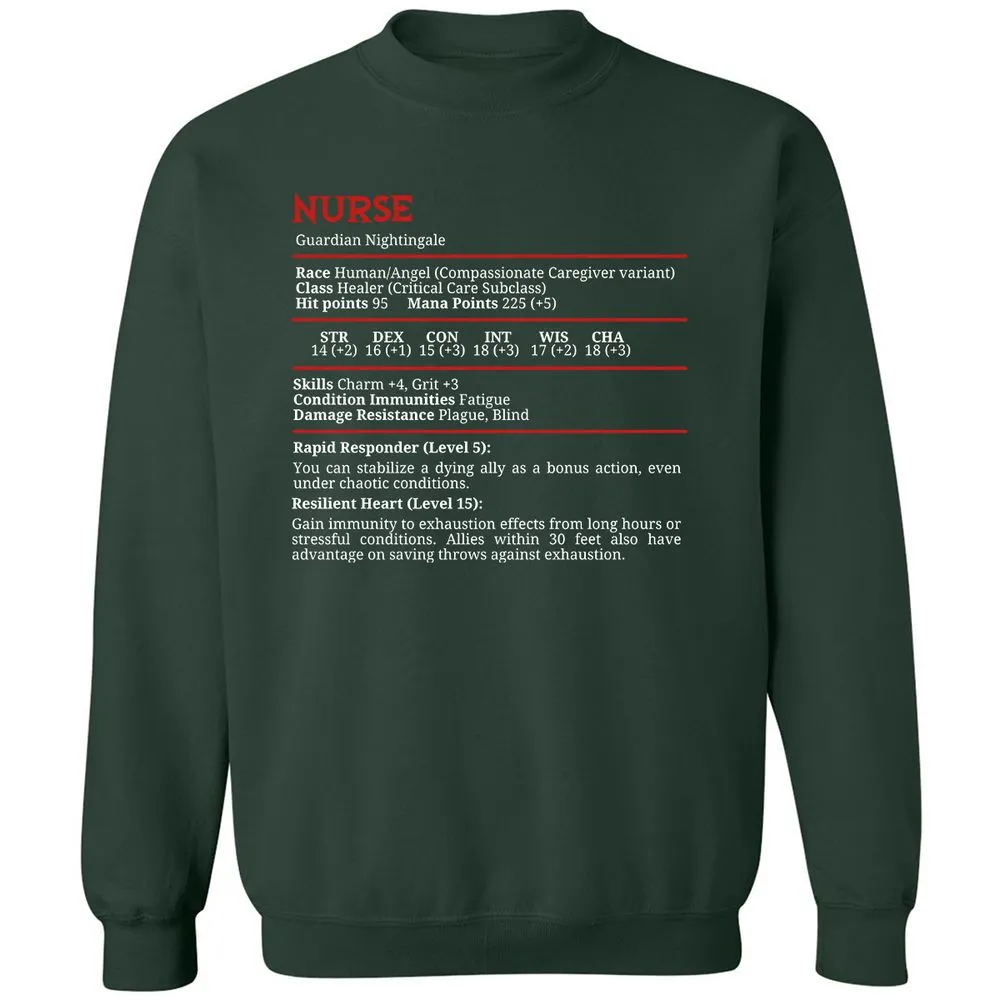 Nurse Stats Classic Unisex Sweatshirt - Forest Green - 4