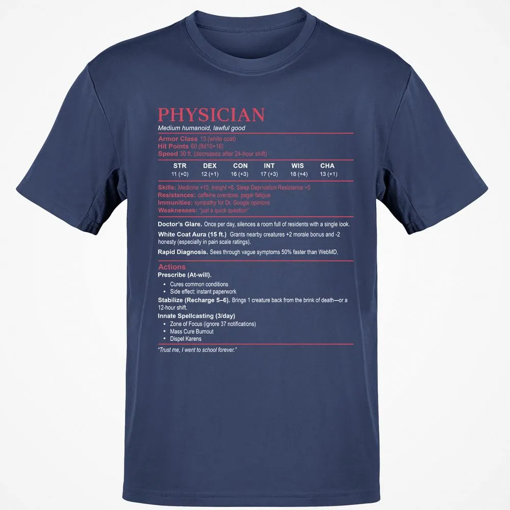 Physician Stats Classic Unisex T-Shirt - Navy - 7